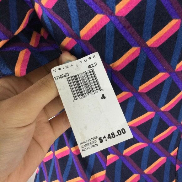 TRINA TURK Museo Short Sleeve Sheath Dress Multicolor Size 4 NWT$148 TT18R503 - Picture 6 of 9
